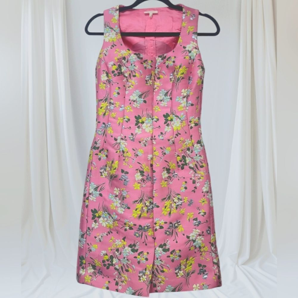 Delpozo Pink Floral Jacquars Mini Dress, Size 36
